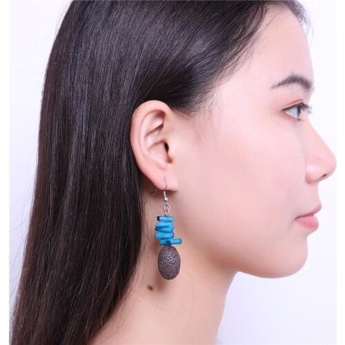 Fashion brincos Dangle Earrings Jewelry for Women Earrings Nature Lava Stone Women Earrings unicorn boucle oorbellen Pendientes