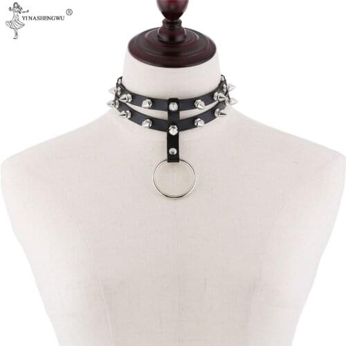Goth Choker Collar Punk Necklace Spike Leather Choker Party girls Trendy Rock Sexy Harajuku witch Gothic Jewelry Accessories