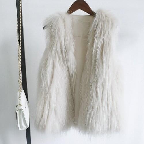 New Imported Raccoon Dog Wool Woven Striped Vest Office Lady Autumn Winter 2020 Fox Maokan Shoulder Fur Jacket Thick Warm Coat