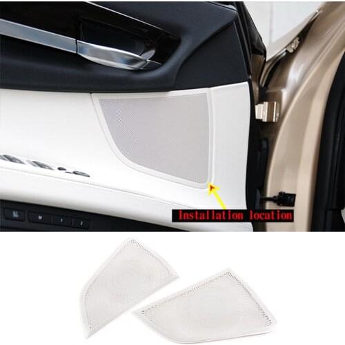 2 Pcs Stainless Steel Car Front Door Speaker Net Cover Speaker Auto parts Interior For BMW 7 Series 730li 740li 2009-2014