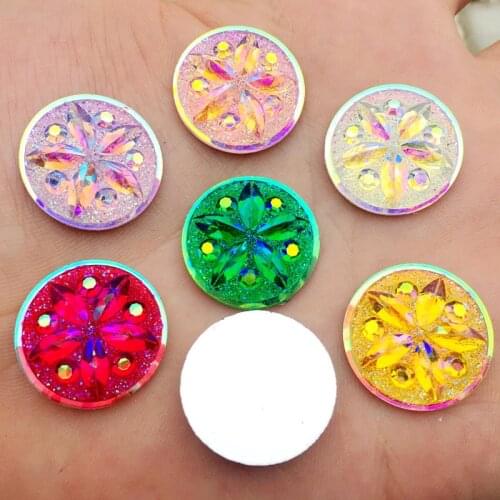 20pcs 20mm Bling Round&Starfish Resin Rhinestone Flatback Cabochon DIY Craft Accessories -HA41