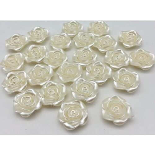 20pcs 20mm Ivory Pearls Roses Flowers Embellishments For Cardmaking Scrapbooking DIY Flatbacks Cabochons Decorations