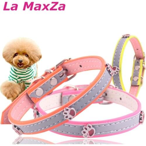2021 New Dog Collars Soft PU Leather Dog Cat Use Candy Color Adjustable Collar Small Size Puppy Chihuahua Pet Product Supplier