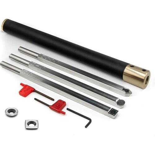 3 Tool Set for Turning Wood and 17inch Interchangeable Handle Plus Additional Negative Rake Replacement Cutter for Resin