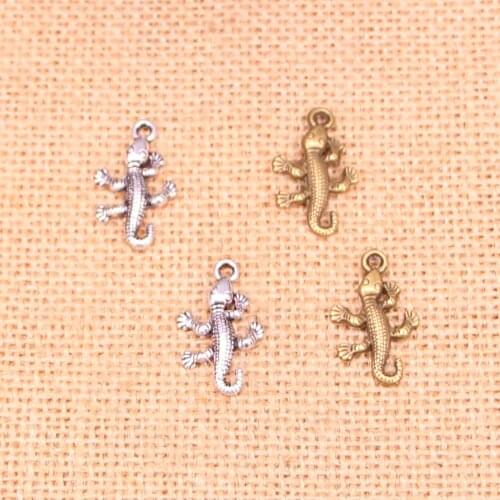 30pcs Gecko Lizard Charms Metal Pendants for Bracelet and Necklace Jewelry DIY Handmade 25*15mm