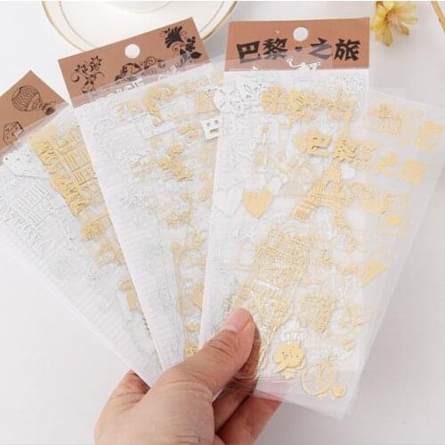 6 Sheets/pack Creative Gold-stamping Sticker Handbook Decorative Diary Sticker To Send Their Children Best Gift