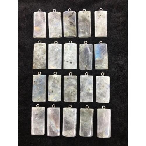 Promotion! 10pcs/Pack Labradorite Bead Pendant,20x40x8mm Oval Tubes Pendant for Jewelry Necklace DIY