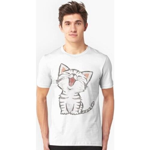 American Shorthair happy Slim Fit T-Shirt Short Sleeve Cotton T-shirt Women and Men