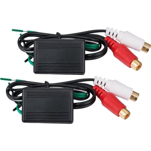 2-Piece Car Audio Stereo Speaker Cable To Rca Adapter From High To Low Converter