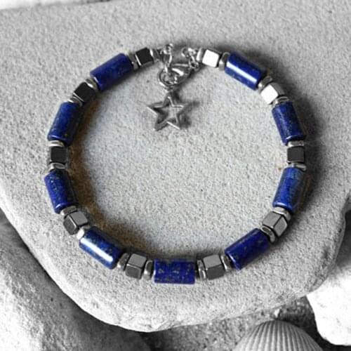 Lapis Lazuli and Pyrite Hematite Bracelet,Lapis Lazuli Bracelet, Lapis Lazuli Jewelry, Blue Bead Bracelet