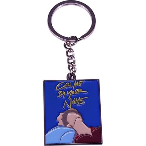 Enamel Keychain Movie Call Me By Your Name Keyrings Propaganda Poster Pendant Jewelry Car Key Holder Accessory Gifts for Friends