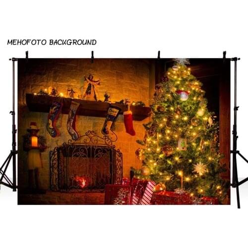 Photography Backdrops Christmas Background Fireplace Tree Winter Snow Window Interior Baby Birthday Background For Photo Studio