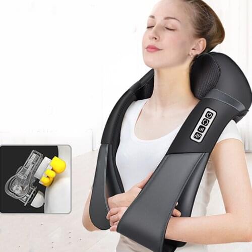 JinKaiRui Newest Neck Massager 16 Massage Rollers 3D Kneading Massage Heating Direction Adjustable 3 Strength Smart Save Energy