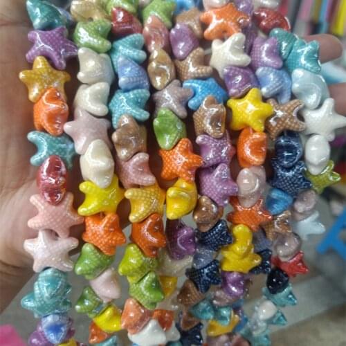 20pcs 18x20mm Mix Color Starfish Ceramic Beads DIY Loose Spacer Big Ceramic Bead For Jewelry Making Accessories