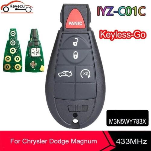 KEYECU Keyless Go Smart Remote Control Car Key 5 Buttons 433MHz for Chrysler 300 for Dodge Magnum Charger Challenger IYZ-C01C