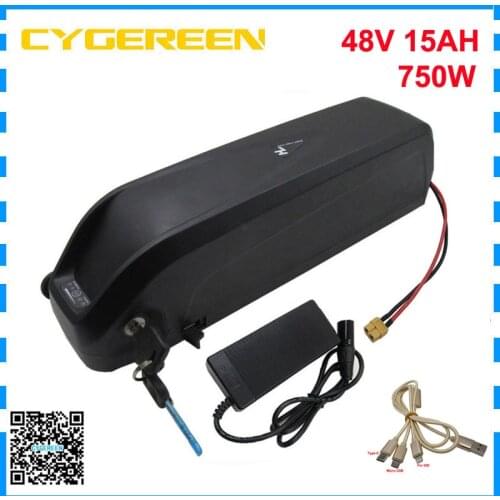 13S 48 V Down tube hailong battery pack 48V 15Ah Li-ion Ebike Bateria with 5V 1A USB port for 48V 500W 750W Bafang E-Bike Kit