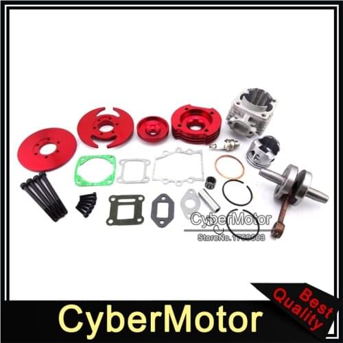 Red 44mm Big Bore Kit Cylinder Assy For 2 Stroke 47cc 49cc Engine Chinese Minimoto Mini Dirt ATV Quad 4 Wheeler Pocket Bike