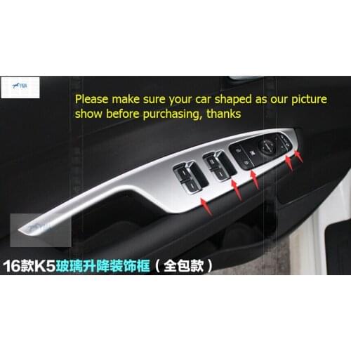 Lapetus Better Protector ! ABS / For KIA Optima K5 2016 Door Armrest Panel Cover Trim Window Glass Lift Buttons Frame Trim