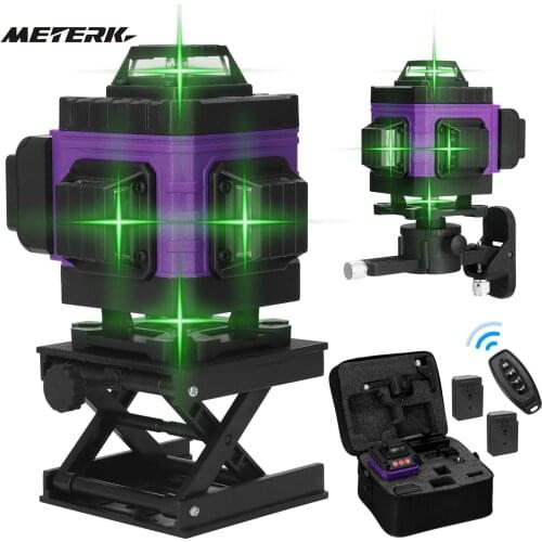 Meterk Laser Level 16 Lines 4D Self-Leveling 360 Horizontal And Vertical Cross Super Powerful Green Laser Beam Line