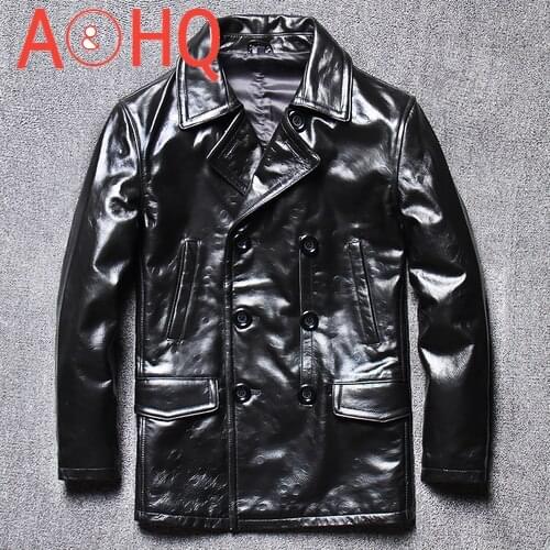 High Quality 100% real Cow Leather Jacket Men Korean Casual Mens Leather Jackets and Coats Spring fall 2021 Hommes Veste