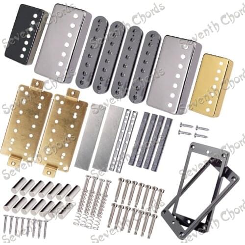 A Set 7 Hole Brass Pickup Cover Humbucker Kits Producing Accessorie for 7 String Guitar with magnetized Alnico 5 Bar Magnet