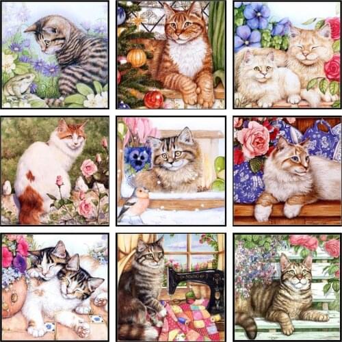Embroidery Counted Cross Stitch Kits Needlework - Crafts 14 ct DMC DIY Arts Handmade Decor - Cute Cats Collection