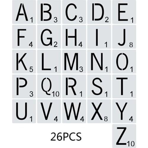 2021 New 26pcs/set Alphabet Letters Stencils Drawing Template DIY Painting Scrapbooking Embossing Album Card