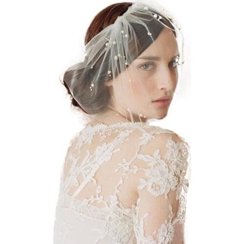 2021 New Arrival Bridal Net Pearls Hats White Hat Veil Bridal Flower Feathers Fascinator Bride Face Veils Wedding Bride Hats