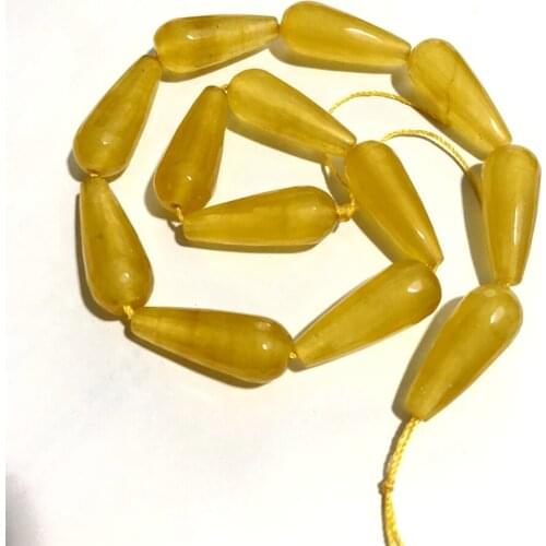 Charming Yellow Jad e Beads 10x28mm Faceted Teardrop Bead Stone Drop Pendant Beads,Loose Jades Bead For Jewelry,15"/string