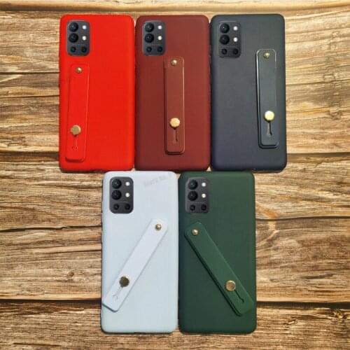 WristStrap Silicone Phone Case For Oneplus 9R Case Matte Soft Holder Stand Silicone Back Cover For Oneplus nord 8T 7T 6T 5T Pro