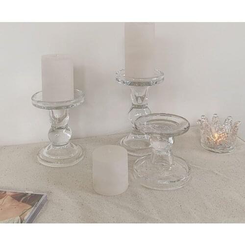 Glass Candle Holders Clear Candlesticks for Pillar Taper Candle and Tea Light Home Table Living Room Wedding Party Decorations