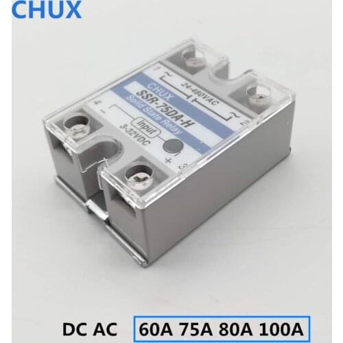 CHUX Solid State Relay 60A 75A 80A 100A DC to AC 240v 480V 24VAC White Fotek Shell Single Phase SSR Relays