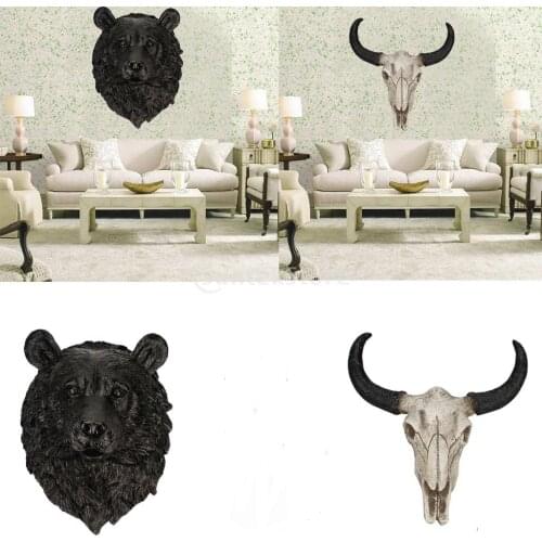 Animal Head Art Wall Decor Resin Bear Bull Head for Wall Mount Decor