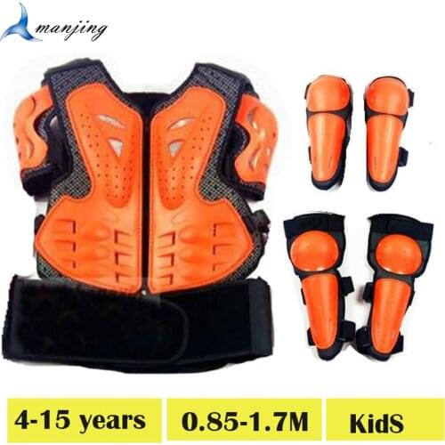 For 4-15 years Child Youth Kids Body Protector Vest Armor Motocross Chest Spine Elbow Knee Armour Boys Girls