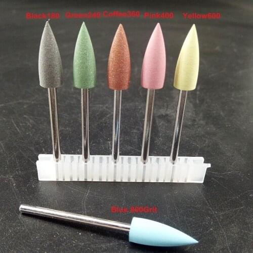 1 pcs New-Pro Sharp-shape PEDICURE Kit Rubber Silicon Polisher Grinding Head with 2.35mm Shank Nail bit,6 colors for chosen