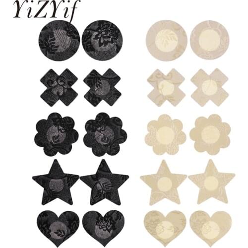 10 Pairs Nipple Cover Women Lace Disposable Petals Pasties Nipple stickers Self-Adhesive Breast Nipple Cover Stickers Invisible