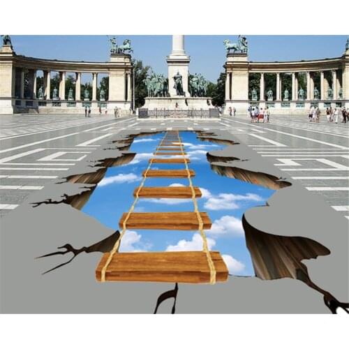 Beibehang Custom floor 3d walkway showroom living room sky wooden bridge 3D floor painting self-adhesive flooring papel de pared