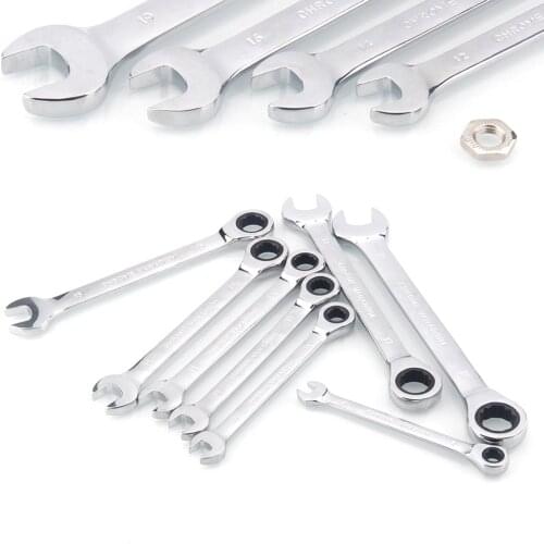 6mm Chrome Vanadium Steel Ratchet Combination Wrench Torque Gear Spanner Wrenches Practical Key Hand Tools