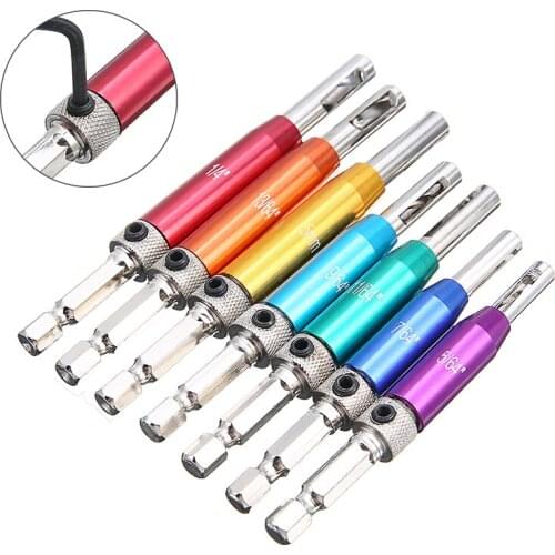 7pcs HSS Core Self Centering Hinge Drill Bits Set Wood Drilling Door Window Pin Cabinet Woodworking Drilling Core Drill Bit Tool