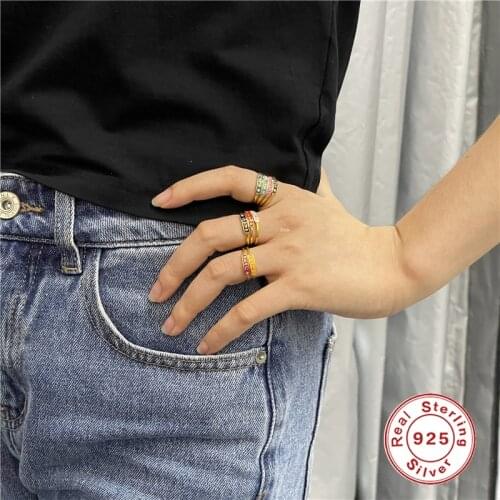 Aide Mama Womens Ring 925 Sterling Silver CZ Zircon Handmade Ladies Dripping Oil Anniversary Open Rings For Mom Fine Anillos