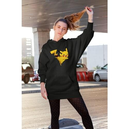 Angemiel Wear Pikachu Black Dress Sweatshirt Tunik