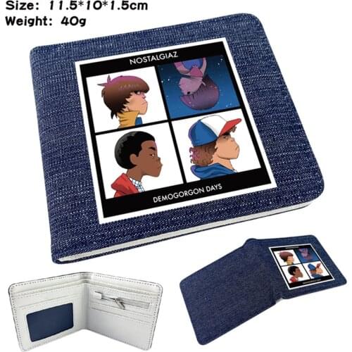 Anime Stranger Things Short Teenger Wallet Denim Bifold Card Holder Casual High Quality Student Mens Womens Purses