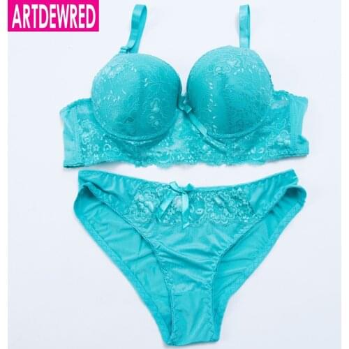 ARTDEWRED Brand Embroidery CD France Large Size Bra Brief Sets Cotton Sexy Women Bra Set Push Up Lace Underwear Big Panty Set