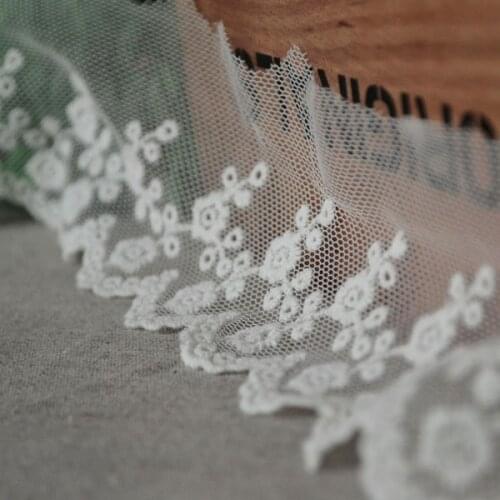 Free Shipping Exquisite Mesh Cotton Embroidery Lace Trim Lace Fabric Width 6cm 5Yds/lot