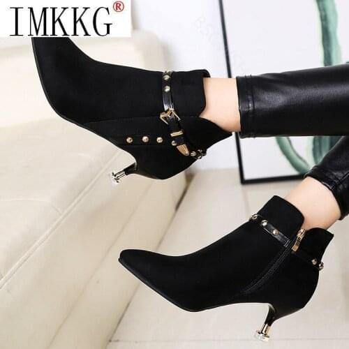Brand Fashion Women Boots Sexy Ankle Boots For Women High Heel Shoes Woman Autumn Winter Boots Female Heeled Rivet Boots