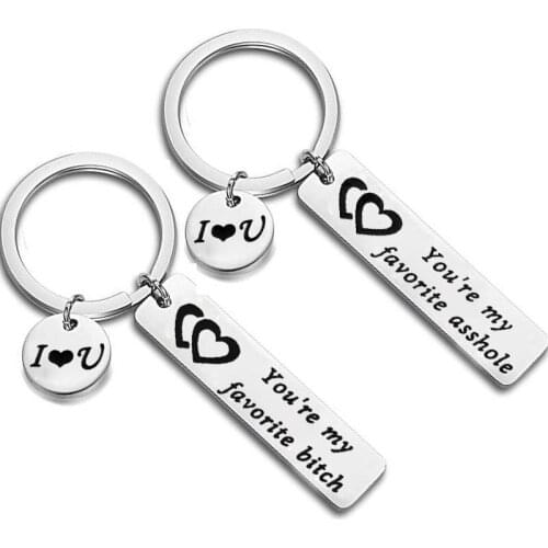 You ` Re My Favorite Couple Keychain Creative Humor Accessories Stainless Steel Pendant