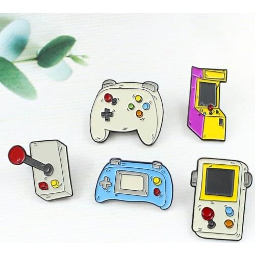 Game Machine Series Brooch Cartoon Retro Control Game Machine Handle Fashion Icon Badge Lapel Clothes Enamel Pin Children Gifts