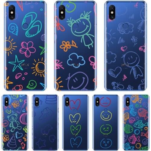 TPU Phone Case Silicone For Xiaomi Mi Max Mix 1 2 2S 3 Heart Smile Graffiti Girl Flower Soft Back Cover For Xiaomi Mi Note 1 2 3