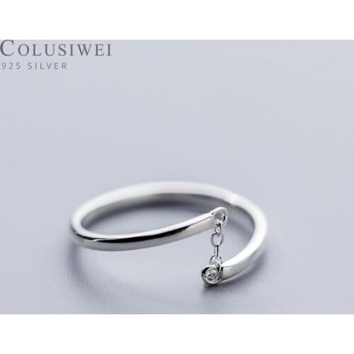 Colusiwei Authentic 925 Sterling Silver Simple Minimalist Open Adjustable Finger Rings for Women Fashion Band Female Bijoux