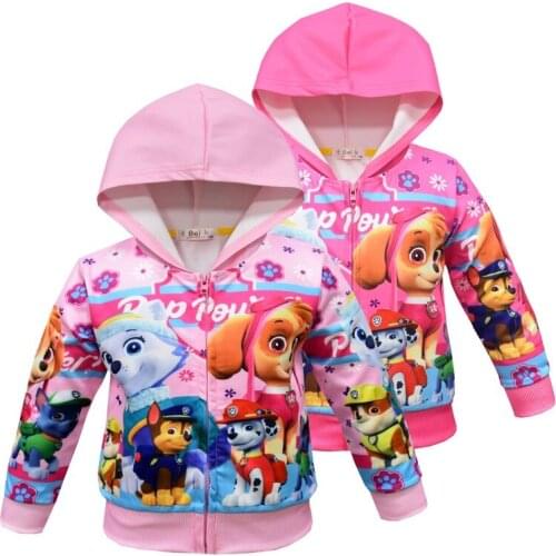 Paw Patrol Toddler Zip-up Hoodies Skye Girls Cartoon Children Jacket Dog Cardigan Sweatershirt Pullovers Drawstring Streetwear